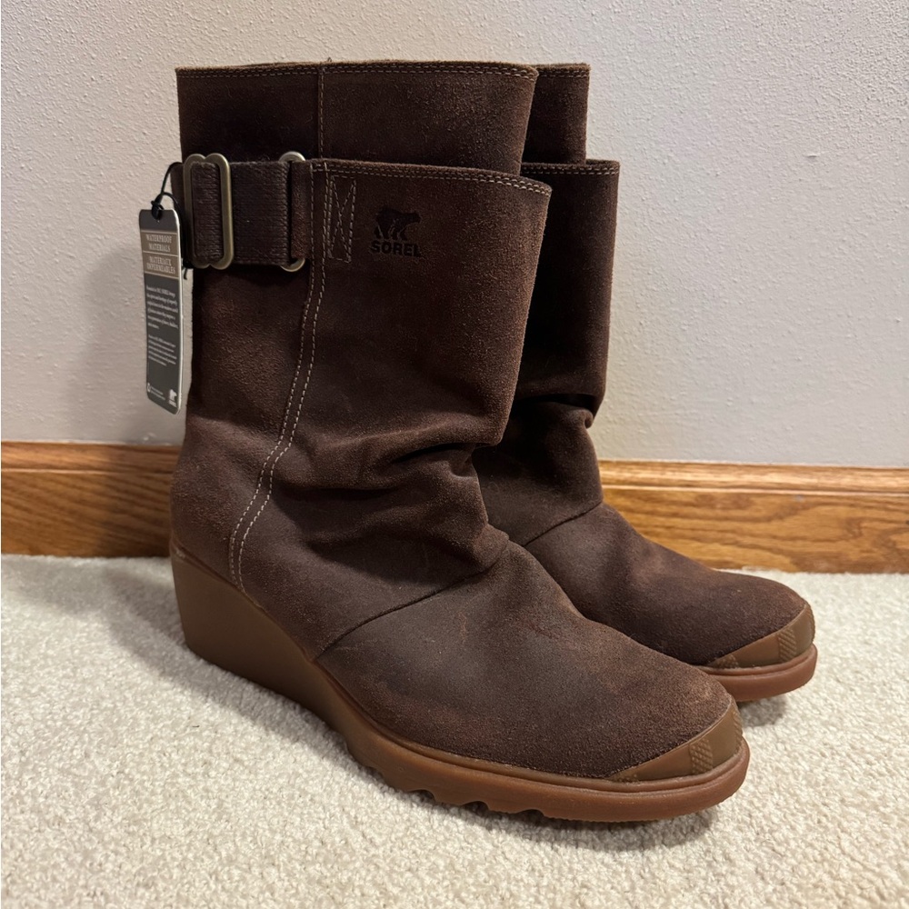 Sorel Women's Chocolate Brown Wedge Suede Boots